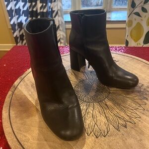 Gianni bini real black leather ankle booties chunky heel 8.5